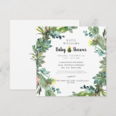 Modern Succulent Cactus Baby shower Square Kaart (Voorkant / Achterkant)