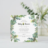 Modern Succulent Cactus Baby shower Square Kaart (Staand voorkant)
