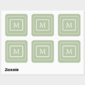 Modern succulent groen monogram vierkante sticker (Vel)