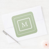 Modern succulent groen monogram vierkante sticker (Envelop)