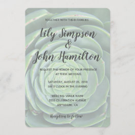 Modern Succulent Wedding Uitnodiging