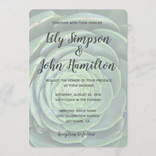 Modern Succulent Wedding Uitnodiging