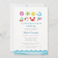 Modern Summer Beach Baby shower Uitnodiging