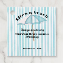 Modern Summer Beach Party Stripes 50th Birthday