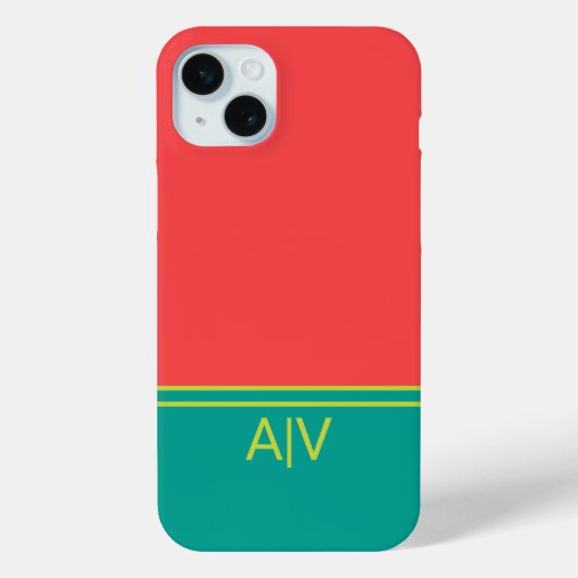 Modern Summer Coral Aquamarine Monogram Case-Mate iPhone Case (Achterkant)