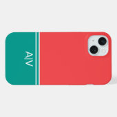 Modern Summer Coral Aquamarine Monogram iPhone Hoesje (Achterkant horizontaal)