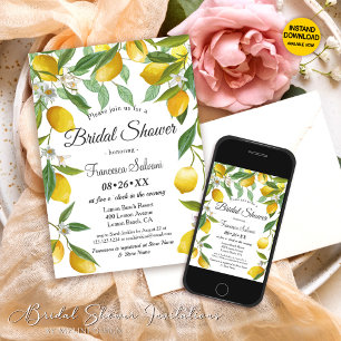 Modern Summer Lemon Boho Vrijgezellenfeest Kaart