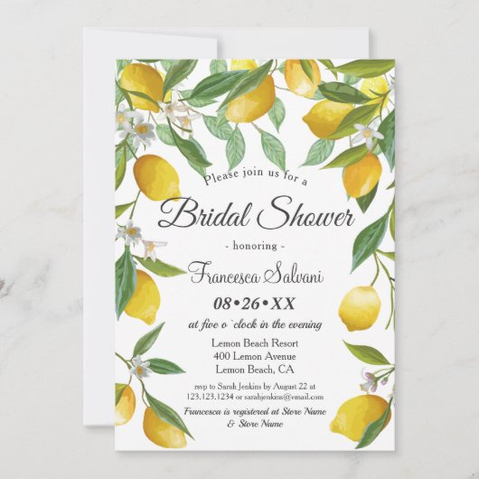 Modern Summer Lemon Boho Vrijgezellenfeest Kaart (Voorkant)