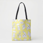 Modern Summer Line Drawings on Yellow Monogram Draagtas (Voorkant)
