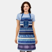 Modern Summer Navy Blue Boat Stripes Collectie Schort (Gedragen)