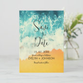 Modern Summer Ocean Beach Wedding Save the Date (Staand voorkant)