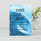 Modern Summer Ocean Waves Elegant Beach Wedding Kaart (Staand voorkant)