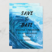 Modern Summer Ocean Waves Elegant Beach Wedding Kaart (Voorkant / Achterkant)