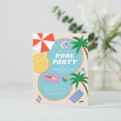 Modern Summer Pool Party Swimming Birthday Uitnodiging Briefkaart (Staand voorkant)