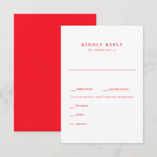 Modern Summer Red en White Wedding RSVP Kaartje