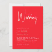 Modern Summer Red No Parents Wedding Invitation Kaart (Voorkant)