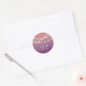 Modern Summer String Lights Paars Wedding Favor Ronde Sticker (Envelop)