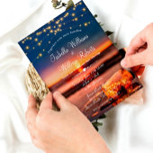 Modern Summer Sunset Beach Mason Jar Wedding Kaart