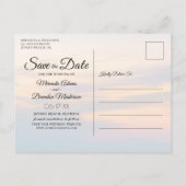 Modern Summer Sunset Beach Wedding Save the Date Aankondigingskaart (Achterkant)