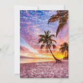 Modern Summer Sunset String Lights Beach Wedding Kaart (Voorkant)