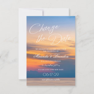 Modern Summer Sunset verander de date Beach Weddin Save The Date