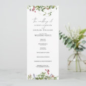 Modern Summer Wildflower Calligraphy Wedding Programma (Staand voorkant)