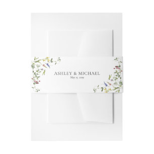 Modern Summer Wildflower Calligraphy Wedding Uitnodigingen Wikkel