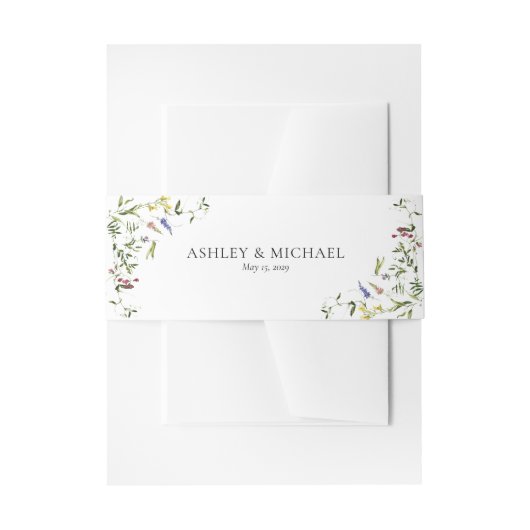 Modern Summer Wildflower Calligraphy Wedding Uitnodigingen Wikkel (Voorkant Voorbeeld)