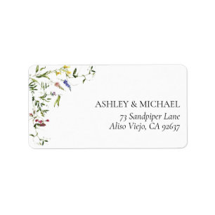 Modern Summer Wildflower Wedding Return Address Etiket