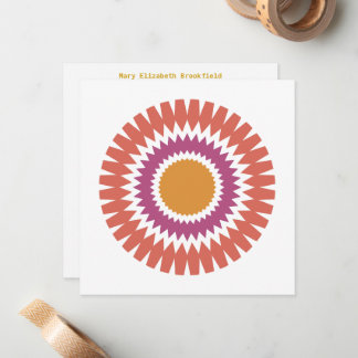 Modern Sunburst Flat Note Kaart in rood en goud Notitiekaartje