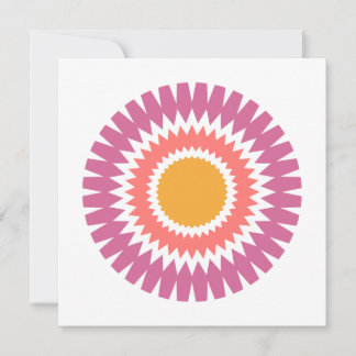 Modern Sunburst Flat Note Kaart in roze en goud Notitiekaartje