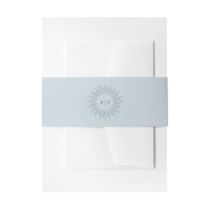 Modern Sunburst Light Blue Wedding Monogram Uitnodigingen Wikkel