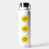 Modern Sunflower | Personalised Name & Monogram  Waterfles (Achterkant)