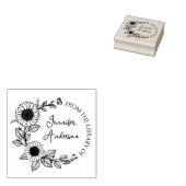Modern Sunflower Script Aangepaste Naam Bibliothee Rubberstempel (Gestempeld)