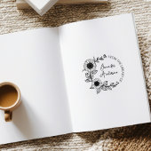 Modern Sunflower Script Custom Name Library Book Rubberstempel