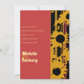 Modern Sunflower Sunset Coral Gold Wedding Save The Date (Voorkant)