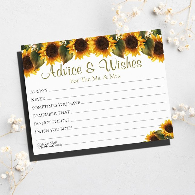 Modern Sunflower Wedding Advice wenst Kaarten (Creator heeft geüpload)