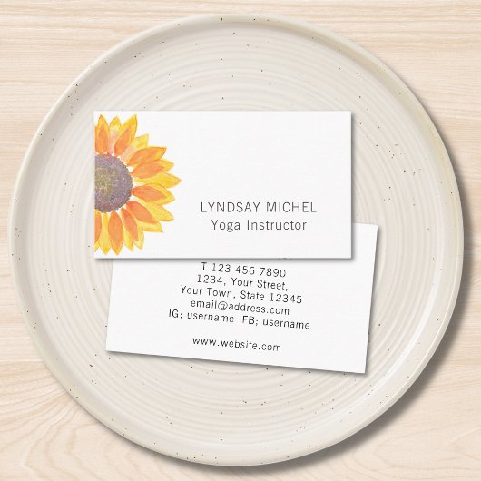 Modern Sunflower Yoga Instructor Visitekaartje