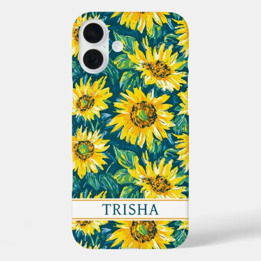 Modern Sunflowers Monogrammed Case-Mate iPhone Case (Achterkant)