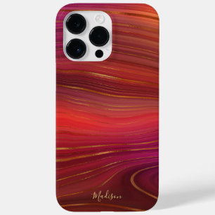 Modern Sunrise Marble Agate Pattern met naam Case-Mate iPhone 14 Pro Max Hoesje