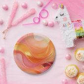 Modern Sunrise Sinaasappel Roze en Goud- Papieren Bordje (Feest)