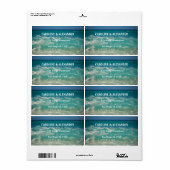 Modern Sunset Ocean Water Tropical Beach Wedding Etiket (Full Sheet)
