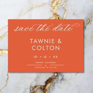Modern Sunset Sinaasappel Script Minimal Wedding Save The Date