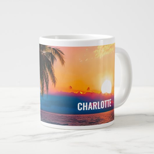 Modern Sunset strand custom avontuur koffie mok (Voorkant rechts)