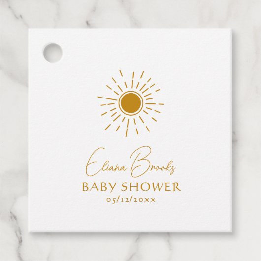 Modern Sunshine Baby shower Square dank u Bedankjes Labels (Voorkant)