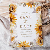 Modern Sunshine Sunflowers Boho Wedding Save The Date