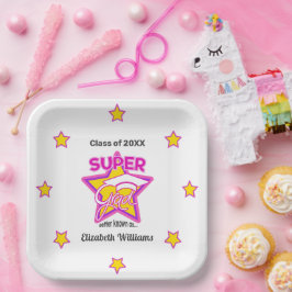 Modern Super Afstudeerder Roze-personaliseer Naam  Papieren Bordje