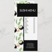 Modern Sushi Roll Asian Restaurant Pattern Menu (Voorkant / Achterkant)