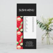 Modern Sushi Roll Asian Restaurant Pattern Red Menu (Staand voorkant)