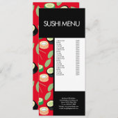 Modern Sushi Roll Asian Restaurant Pattern Red Menu (Voorkant / Achterkant)